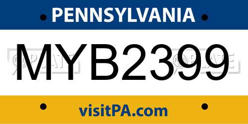 MYB2399 Pennsylvania License Plate