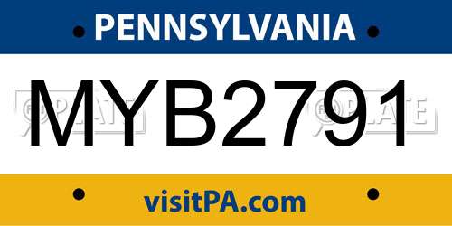 MYB2791 Pennsylvania License Plate
