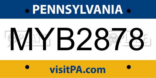 MYB2878 Pennsylvania License Plate