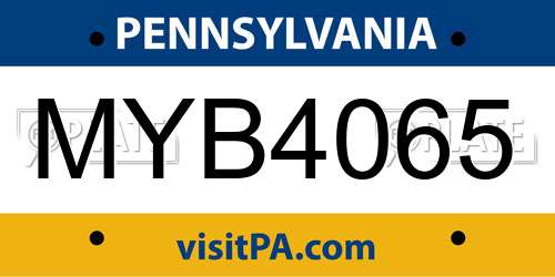 MYB4065 Pennsylvania License Plate
