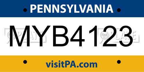 MYB4123 Pennsylvania License Plate