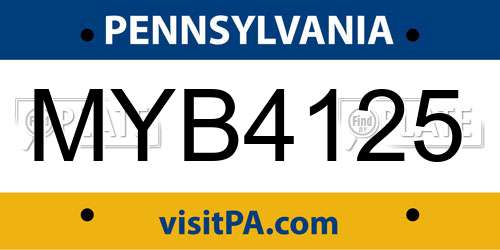 MYB4125 Pennsylvania License Plate