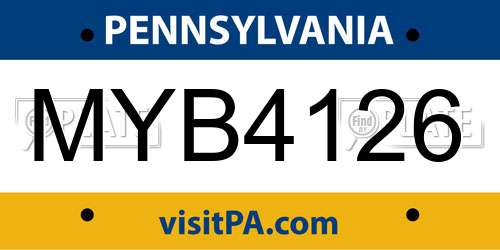 MYB4126 Pennsylvania License Plate