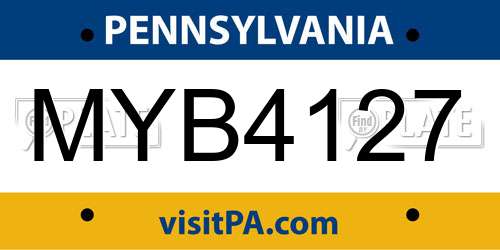 MYB4127 Pennsylvania License Plate