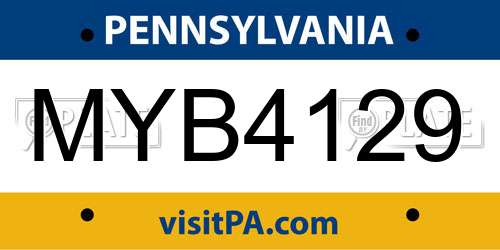 MYB4129 Pennsylvania License Plate