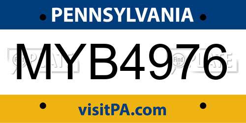 MYB4976 Pennsylvania License Plate