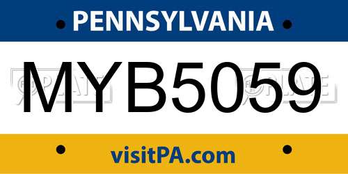 MYB5059 Pennsylvania License Plate