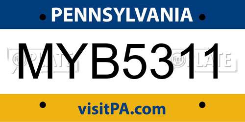 MYB5311 Pennsylvania License Plate