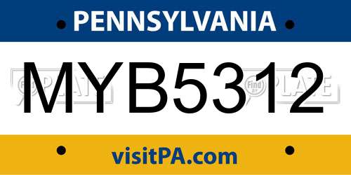 MYB5312 Pennsylvania License Plate