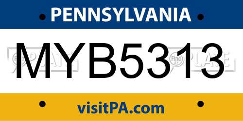 MYB5313 Pennsylvania License Plate