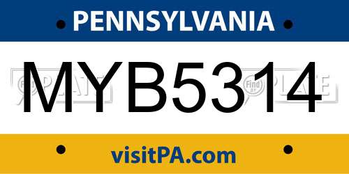 MYB5314 Pennsylvania License Plate