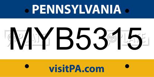 MYB5315 Pennsylvania License Plate