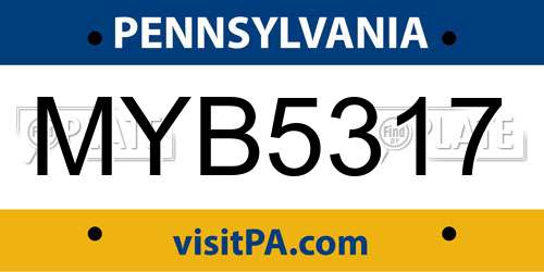 MYB5317 Pennsylvania License Plate