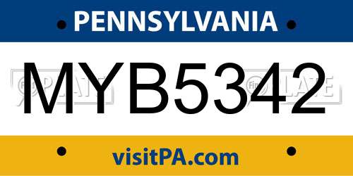 MYB5342 Pennsylvania License Plate