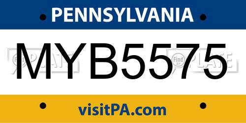 MYB5575 Pennsylvania License Plate