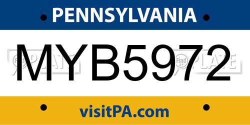 MYB5972 Pennsylvania License Plate