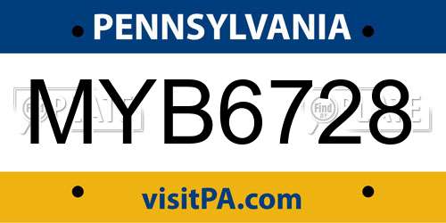 MYB6728 Pennsylvania License Plate