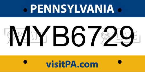 MYB6729 Pennsylvania License Plate