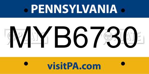 MYB6730 Pennsylvania License Plate