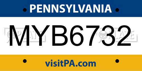 MYB6732 Pennsylvania License Plate