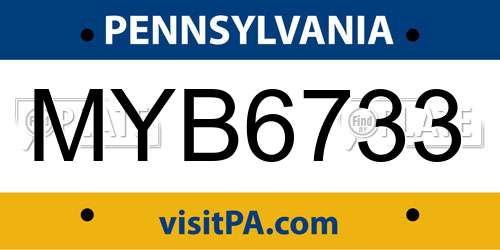 MYB6733 Pennsylvania License Plate