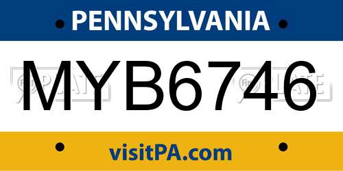 MYB6746 Pennsylvania License Plate
