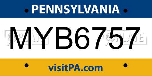 MYB6757 Pennsylvania License Plate