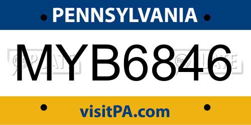 MYB6846 Pennsylvania License Plate