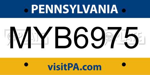 MYB6975 Pennsylvania License Plate