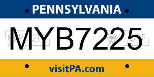 MYB7225 Pennsylvania License Plate