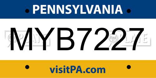 MYB7227 Pennsylvania License Plate