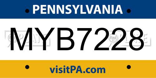 MYB7228 Pennsylvania License Plate