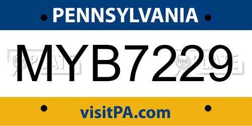 MYB7229 Pennsylvania License Plate