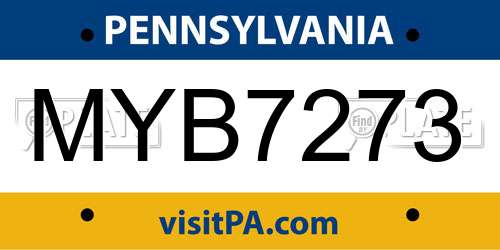 MYB7273 Pennsylvania License Plate