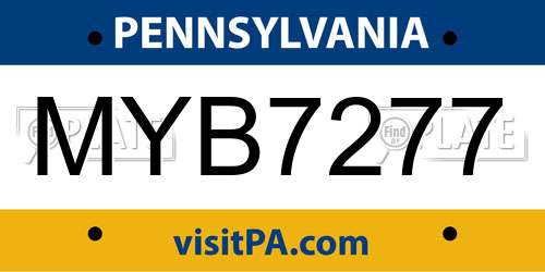 MYB7277 Pennsylvania License Plate