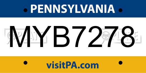 MYB7278 Pennsylvania License Plate