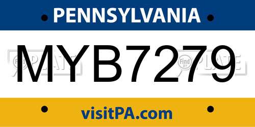 MYB7279 Pennsylvania License Plate