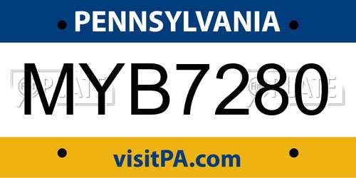 MYB7280 Pennsylvania License Plate