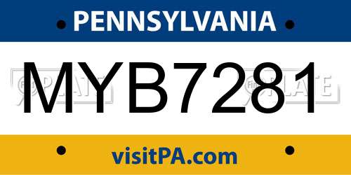 MYB7281 Pennsylvania License Plate