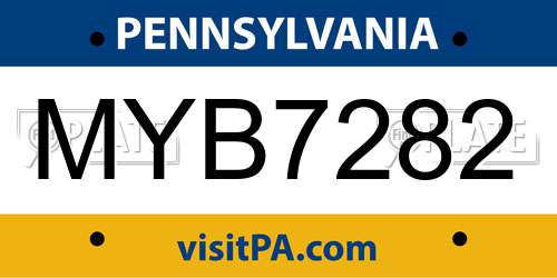 MYB7282 Pennsylvania License Plate