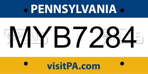 MYB7284 Pennsylvania License Plate