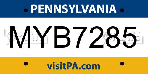 MYB7285 Pennsylvania License Plate