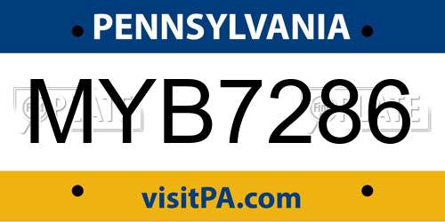 MYB7286 Pennsylvania License Plate
