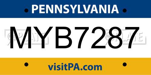 MYB7287 Pennsylvania License Plate