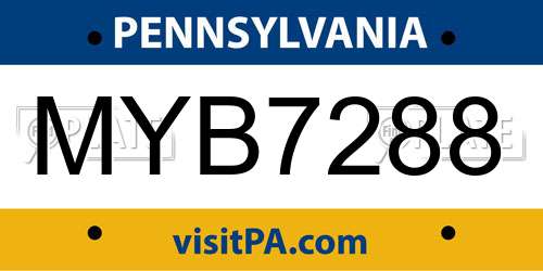 MYB7288 Pennsylvania License Plate