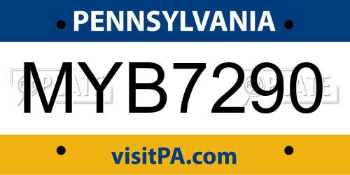 MYB7290 Pennsylvania License Plate