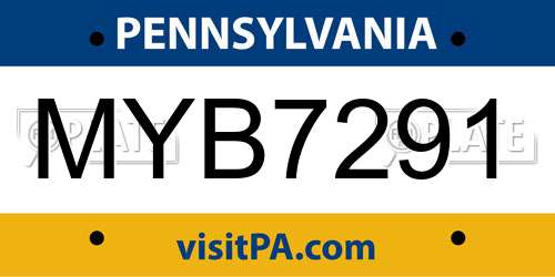 MYB7291 Pennsylvania License Plate