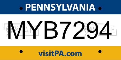 MYB7294 Pennsylvania License Plate