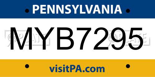 MYB7295 Pennsylvania License Plate