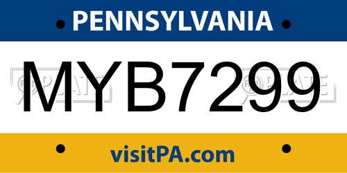 MYB7299 Pennsylvania License Plate